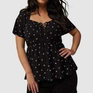 NWT Torrid Babydoll Lace-Up Top